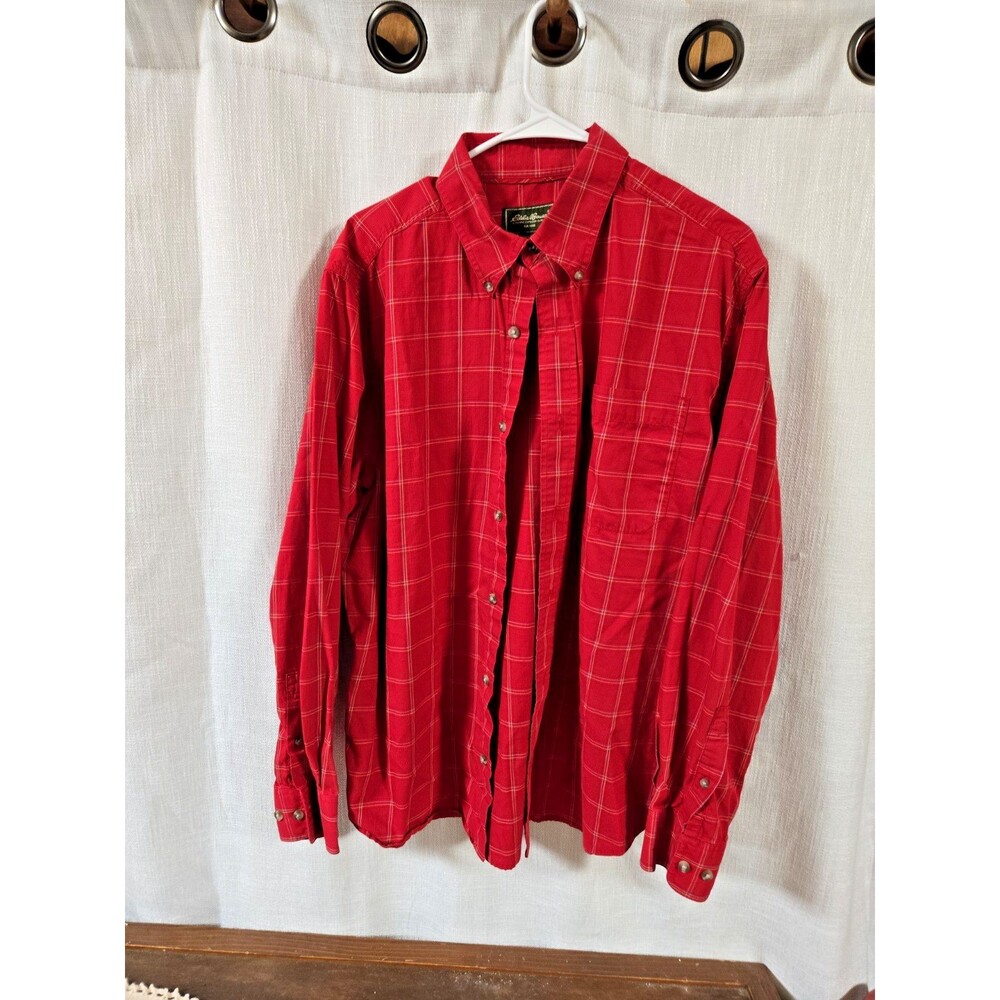 Eddie Bauer Red Long Sleeve Shirt 100% Cotton VGC Size L